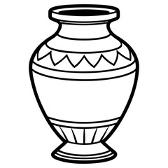 Outline illustration of an ancient greekstyle vase with geometric patterns, isolated on white