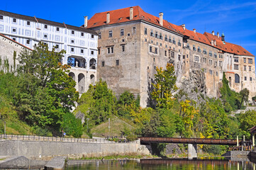 Cesky Krumlov Castle and the Vltava River, Czech Republic,autumn season