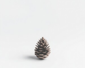 Single Pine Cone On White Background Minimalist Nature Photography