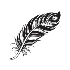 Obraz premium Feather icon set. Black bird quill silhouettes. Vector collection of different plume shapes in flat design style. Lightweight, elegant, flight concept Feather and ink feather set vector icons.