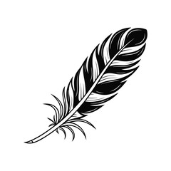 Obraz premium Feather icon set. Black bird quill silhouettes. Vector collection of different plume shapes in flat design style. Lightweight, elegant, flight concept Feather and ink feather set vector icons.