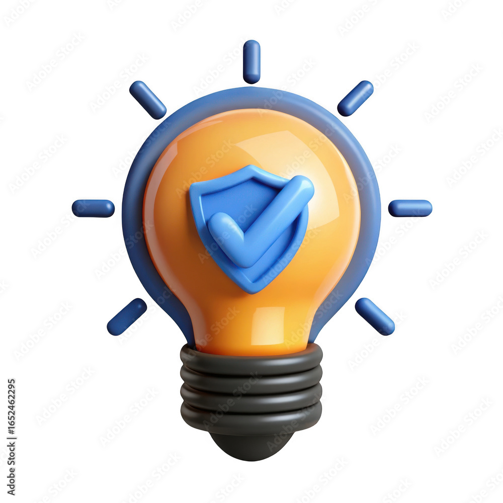 Aufkleber 3d rendered secure idea lightbulb isolated on transparent background