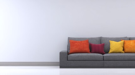Obraz premium A minimalist living room with clean lines, white walls, and wooden floors, exuding simplicity. 