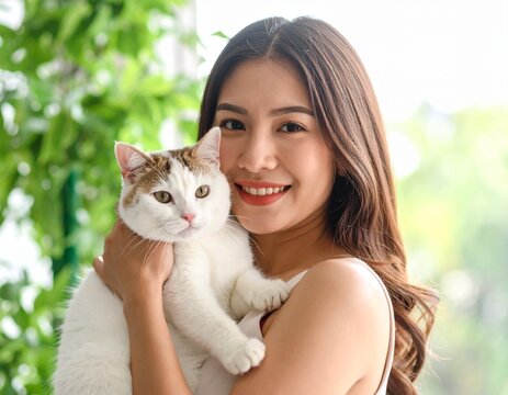 Generative ai picture of sweet cute adorable baby hugging cat love and care for domestic animal. Child embrace feline friend affection wellbeing pet companion. - Powered by Adobe