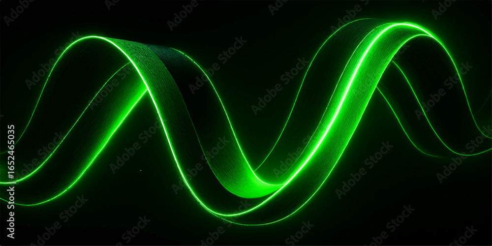 Aufkleber an abstract and futuristic glowing wave of light with vibrant lines and a fractal design on a dark b
