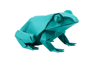 Captivating teal origami frog artfully crafted for creative projects and unique decor