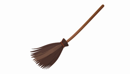 Witch's Broomstick Isolated on White Background