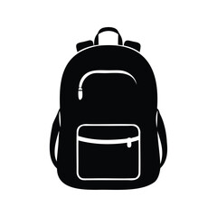 Illustration of a simple school backpack bag with zipper in solid black