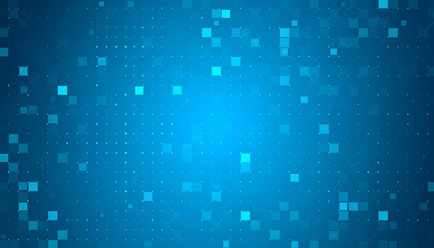 A vibrant blue backdrop showcases a complex pattern of overlapping squares and dotted lines, creating a dynamic and technological aesthetic. - Powered by Adobe