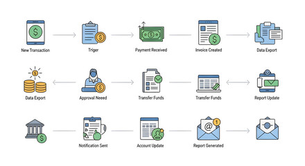 Illustrative icons depicting artificial intelligence analyzing regulatory documents, data, and automated processes for compliance and insights.