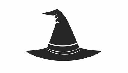 Fototapeta premium Classic Black Witch Hat Silhouette for Halloween Costume on Isolated White Background