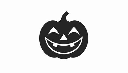 Spooky Black Jack-o'-lantern Pumpkin Silhouette Isolated on White Background for Halloween