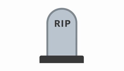 Old Gray Tombstone with RIP Engraving, Isolated White Background