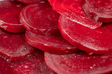 Macro of Cooked Beet Slices Showing Natural Pattern