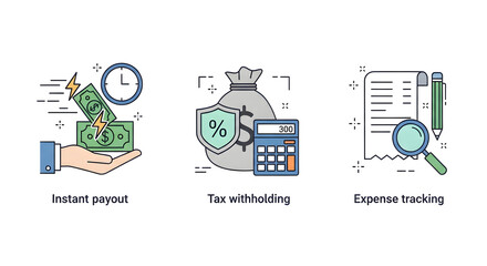 Financial Management Icons Payout, Tax, Expenses
