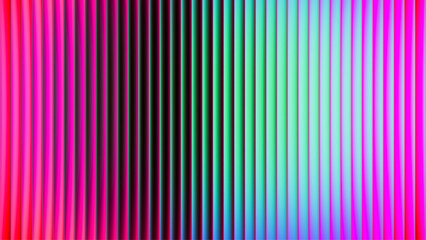 Neon ribbed fractal glass texture with vibrant colorful gradients and bright smooth fluted vertical lines. Bold dynamic design blending futuristic tone and radiant color for modern visual art project