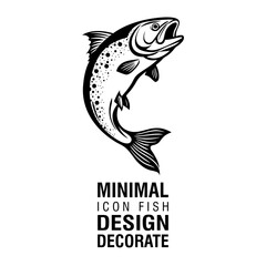 Fototapeta premium Minimal Black and White Fish Icon for Logo, Design, and Decoration Projects
