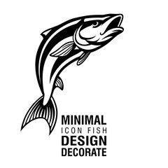 Minimal Black and White Fish Icon for Logo, Design, and Decoration Projects