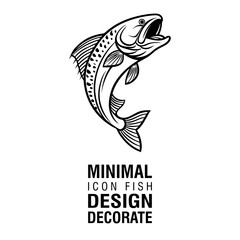 Minimal Black and White Fish Icon for Logo, Design, and Decoration Projects