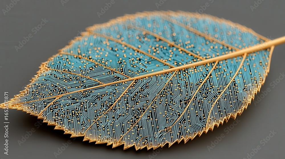 Poster nature conservation concept. delicate leaf with intricate patterns and a hint of blue color.
