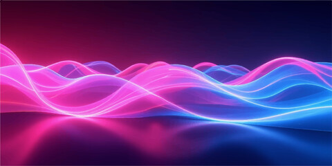 Abstract, flowing waves of bright pink and purple light create a smooth, futuristic motion design