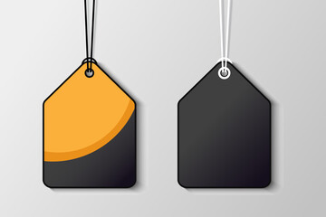 Modern tags yellow and black color on gray background for decorate
