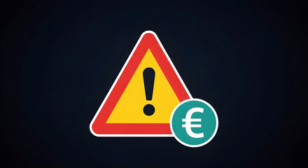 Warning Sign with Euro Symbol on Dark Background