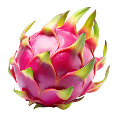 Vibrant Pink Dragon Fruit Against White Background