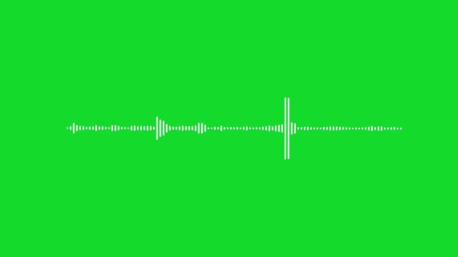 4k Audio waveform equalizer spectrum Isolated Background. audio bar, audio visualizer on green background. Futuristic sound wave visualization, audio visualizer, white line audio wave visualization vo