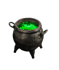 Dark witch cauldron on isolated background.