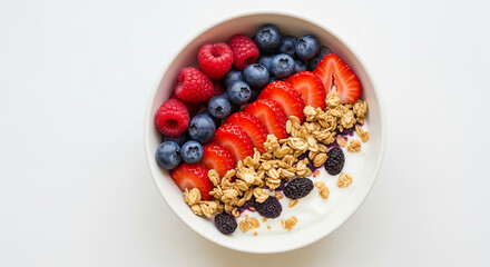 Healthy Breakfast: A Vibrant and Nutritious Bowl with Yogurt, Granola, and Fresh Fruit.