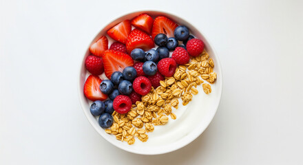 Healthy Breakfast: A Vibrant and Nutritious Bowl with Yogurt, Granola, and Fresh Fruit.