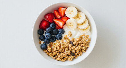 Healthy Breakfast: A Vibrant and Nutritious Bowl with Yogurt, Granola, and Fresh Fruit.