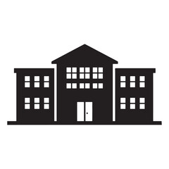 Black and White Vector Silhouette of Institutional Building