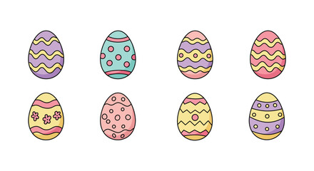Colorful Easter Eggs with Various Patterns Isolated on White Background for Decoration