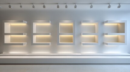 Empty cubical shelf units on display in minimalist gallery or modern home decor