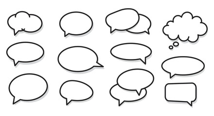 Set of Hand Drawn Speech Bubbles for Communication and Design Elements