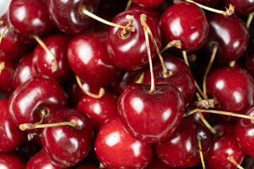Natural Surface of Sweet Cherries with Dust Close-Up.