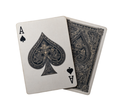 Playing cards action casino table digital top view strategy isolated on transparent background, png
