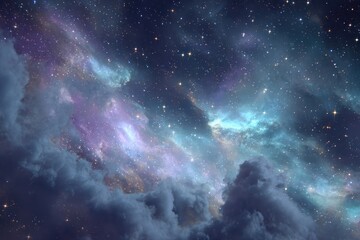 Vibrant cosmic nebula clouds and galaxies in the night sky for science enthusiasts and astronomy lovers. Stunning universe backgrounds for wallpapers and celestial projects