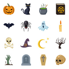 Obraz premium Vector Set of Color Halloween Icons