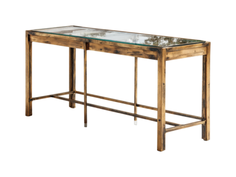 Elegant glass-top console table modern home living room stylish design isolated on transparent background, png