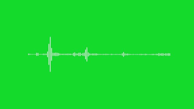 4k Audio waveform equalizer spectrum Isolated Background. audio bar, audio visualizer on green background. Futuristic sound wave visualization, audio visualizer, white line audio wave visualization vo