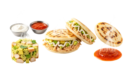 delicious arepa sandwich ingredients transparent background isolated
