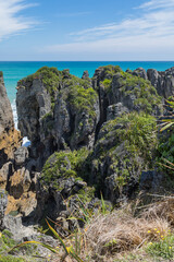 ニュージーランド　ウェスト・コーストのプナカイキにあるパンケーキ・ロックスの風景