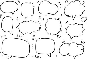 Chat box set doodle on white background. Vector illustration