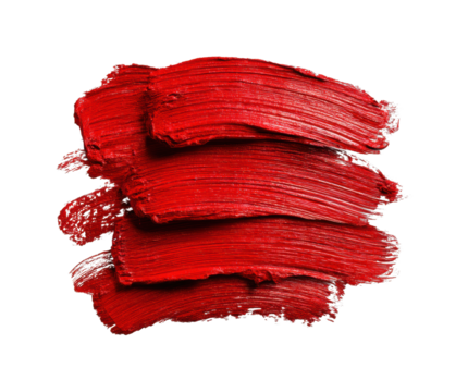 Dynamic red paint strokes digital creative space isolated on transparent background, png