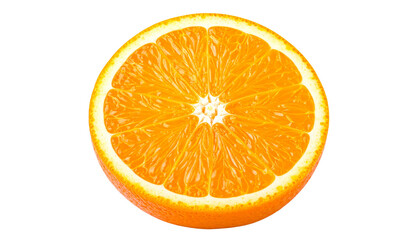 Fototapeta premium Juicy orange cut in half showing pulp texture, isolated on transparent background.