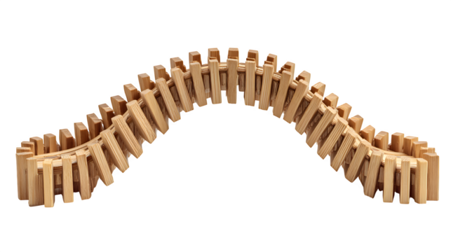 Curved wooden fence elements form a natural, organic design showcasing craftsmanship and rustic charm