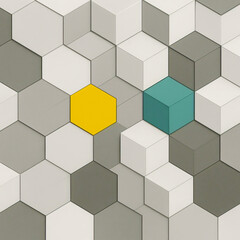  Honeycomb Geometric Depth Pattern - Vibrant Accents 3D Illusion Art

